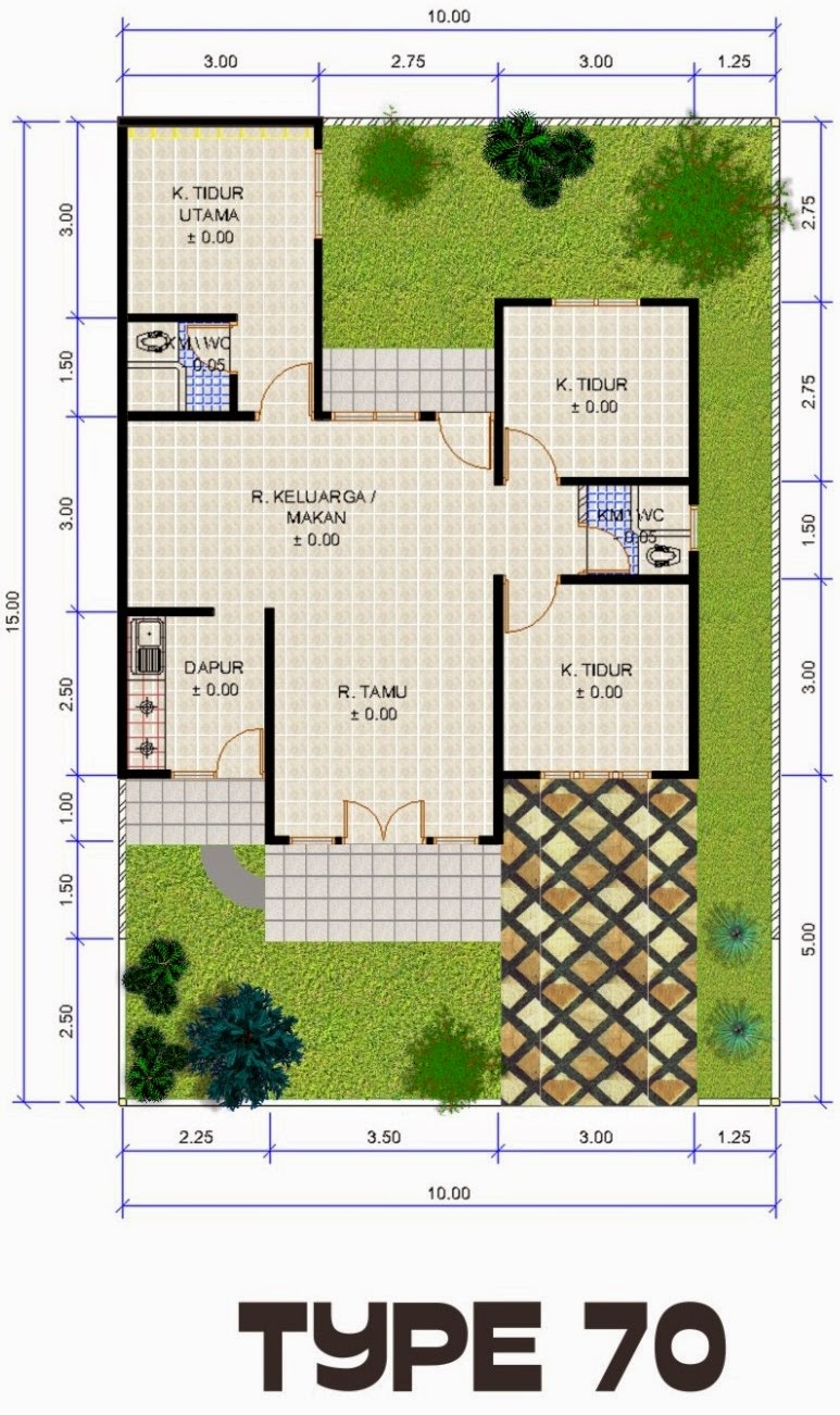 Contoh Denah Rumah Tipe 70 3 Kamar Tidur Paling Diminati