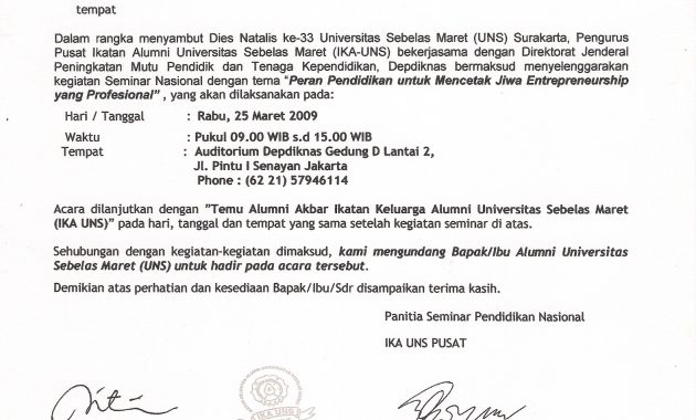 Penulisan Surat Undangan Resmi Sesuai Standar